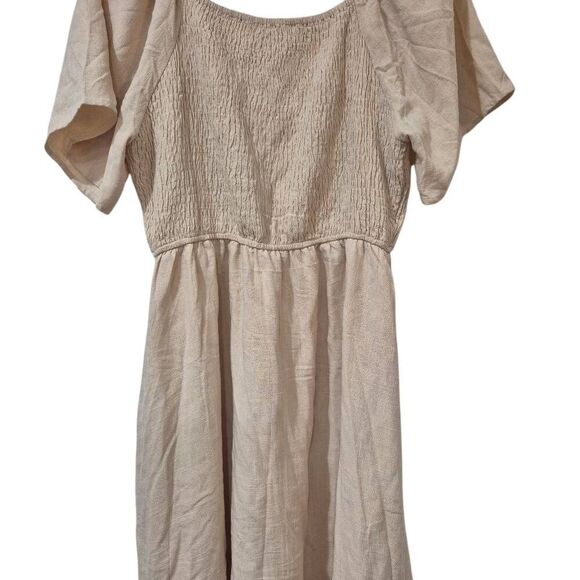Tea n Rose Women's Ecru Viscose/Linen Dress w Pockets - Picture 7 of 13